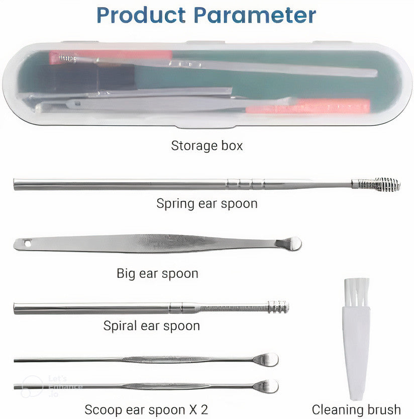 6 Pieces Ear Wax Removal Smooth Stainless Steel Kit